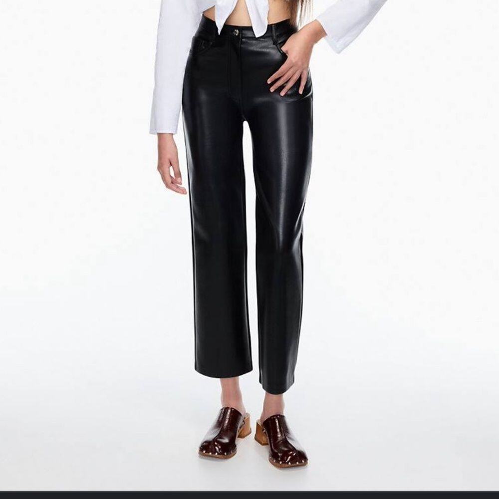 Wilfred Melina Cropped Faux Leather Pants Rich Mocha Size 12 - Picture 6 of 13